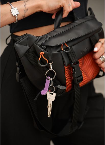 Жіноча сумка бананка Sambag Dynamicdart чорно-помаранчева 38 × 21 × 7 см (80411129) | Зображення 1