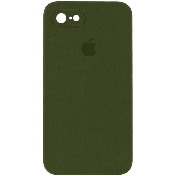 Чехол Silicone Case Square Full Camera Protective (AA) для Apple iPhone 7 / 8 / SE (2020) (4.7") Рожевий/Light pink Жовтогарячий/Papaya