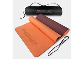 Килимок для йоги та фітнесу EasyFit TPE+TC 6 мм двошаровий + Чохол персиковий-коричневий (EF-1924s-PHBN)