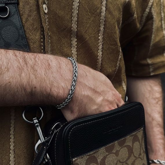 Чоловічий срібний браслет сталевий, чоловічий ланцюжок на руку 6 мм | Зображення 2