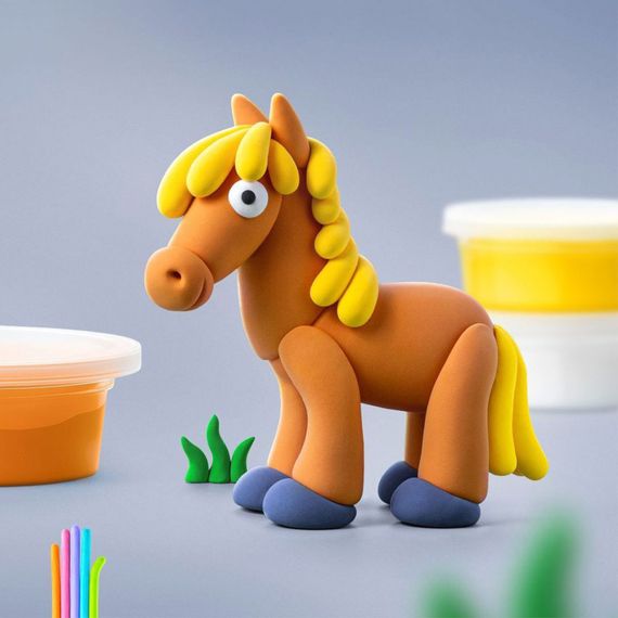 Набір пластиліну, що самостійно твердіє ЛІПАКА – Порося, кінь, кролик 60023-UA01 | Зображення 4