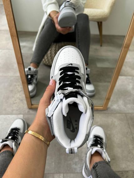 Женские кроссовки N-ike Air Force Mid Utility White Gray | Зображення 1