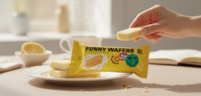 Вафлі з начинкою SmileyWorld FUNNY WAFERS з ароматом лимонного чизкейку 400г (214521)