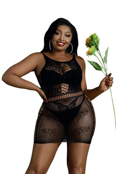 Ажурна сукня Moonlight Plus Model 01, Чорний, One Size, ONE SIZE