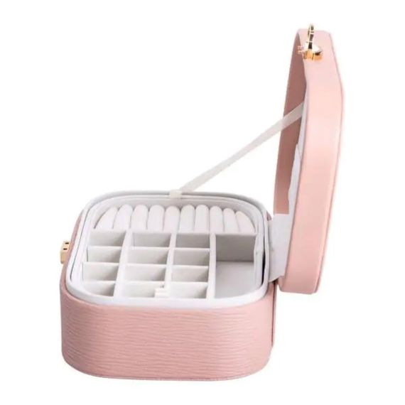 Шкатулка для украшений из эко кожи 2 яруса с замком органайзер для ювелирных изделий HP-5-1P | Зображення 3