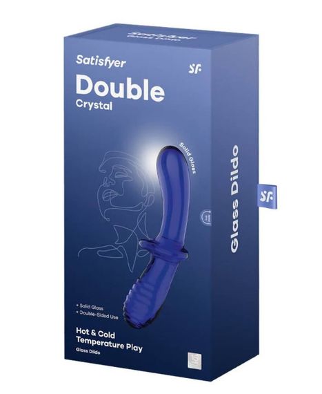 Фалоімітатор подвійний зі скла Satisfyer Double Crystal, синій Sex Aura | Зображення 5