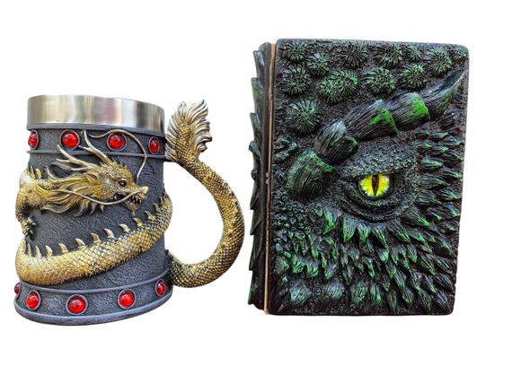 Подарунковий набір Кухоль 3D Танкард Gold Rose та Блокнот 3D «Око Лісового Дракона»