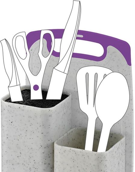 Підставка-колода Fissman White Marble для ножів 22х14х34.5см, подвійна з обробною дошкою | Зображення 1