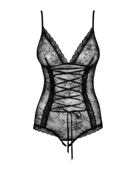Боди с разрезом Obsessive Slevika Черный L/XL | Зображення 3
