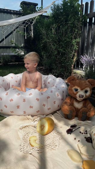 Дитячий надувний басейн Бежевий з ведмедиками | Зображення 1