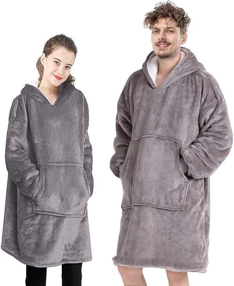 Худі-плед, толстовка Super Dalian з карманами та капюшоном для дому флісовий теплий оверсайз кофта-одеяло сірий