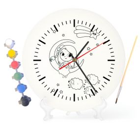 Детский набор для творчества часы раскраска Девочка на луне 30 см (Г0191)