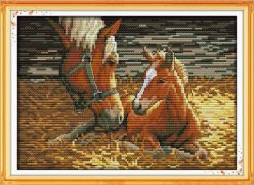Набор для вышивания крестиком по нанесённой на канву "Deep love of mother and son 2 ".AIDA 14CT printed 30*21с