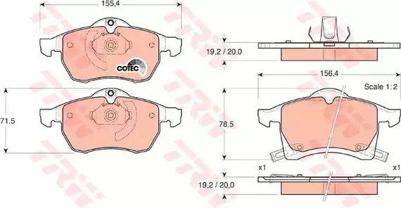 Гальмівні колодки передні opel astra g, TRW (GDB1350)