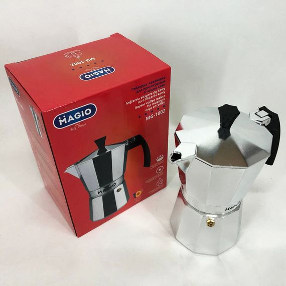 Гейзерна кавоварка Magio MG-1002 300 мл, гейзер для кави, кавоварка гейзерного типу, кавоварка для дому | Зображення 6