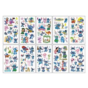 Набор временных татуировок "Стич" stich-glow-tattoo-10 светятся, 10 листов 12х7 см