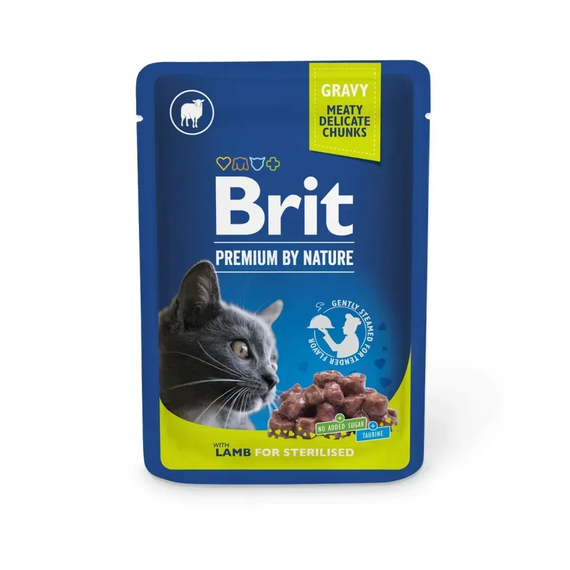 Вологий корм пауч Brit Premium Cat with Lamb for Sterilised pouch для стерилізованих котів, ягня 100 г