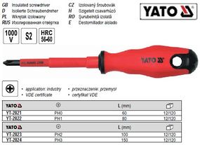 Отвертка изолированная YATO Польша диэлектрическая электрика 1000V PH3 l=150 мм YT-2824