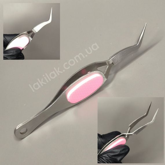 Зворотний пінцет для затиску арки (сталевий з рожевою вставкою)
