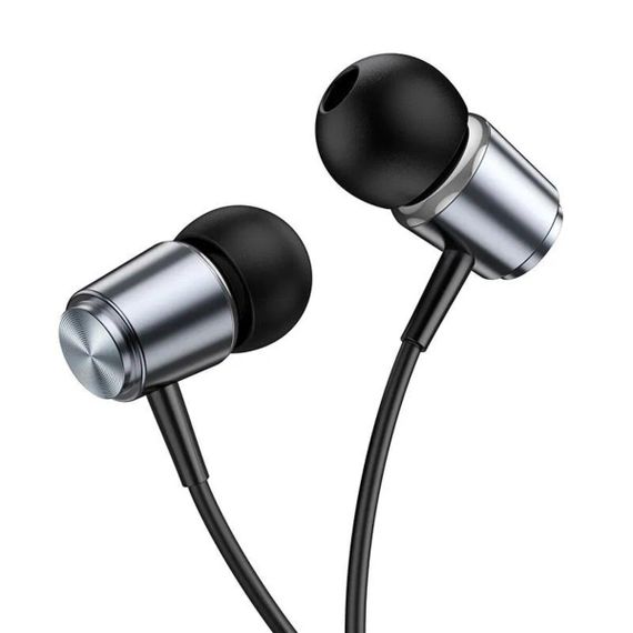 Навушники HOCO M108 Spring metal universal earphones with mic Metal Gray | Зображення 1