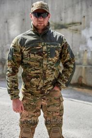 Флісова кофта мультикам з накладками Military
