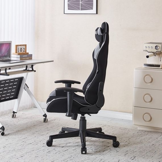 Крісло геймерське з тканини Bonro Бонро B-142 чорно-сіре + 2 подушки (42401117) | Зображення 3