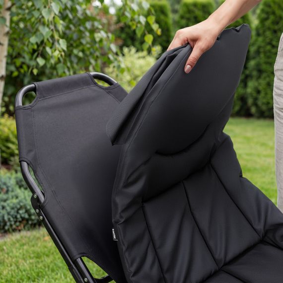 Шезлонг-кровать туристический Outtec Sun Zen раскладной мягкий с матрасом черный | Зображення 3