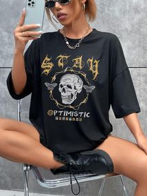 Футболка жіноча з принтом повсякденна L Чорний