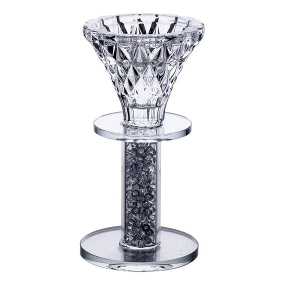 Подсвечник стеклянный на ножке 6×12 см декоративный прозрачный подсвечник на стол HP-4-60M