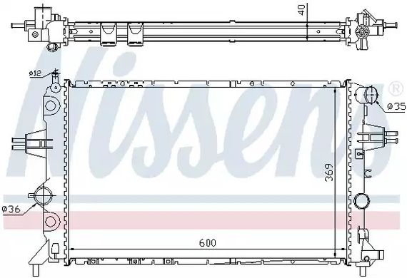 Радіатор охолодження двигуна VAUXHALL ASTRAVAN, OPEL ASTRA, NISSENS (63249A)