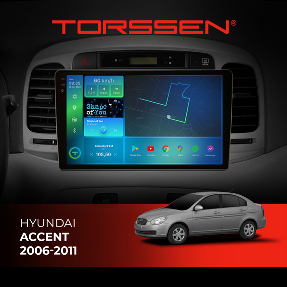 Штатна магнітола Torssen 2K Hyundai Accent 2006-2011 F96128 4G Carplay DSP