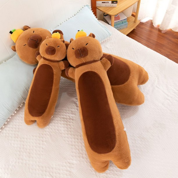 М'яка іграшка Капібара Батон із мандаринкою 72 см, стильна іграшка обіймашка для дітей | Зображення 9