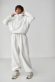 Спортивний костюм оверсайз із плюшевим начосом - світло-сірий цвет, L/XL (є розміри)