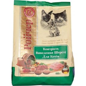 Ройчер Контроль виведення шерсті для котів Для Котів. Куряче м’ясо, куряча печінка гідролізована. 400г