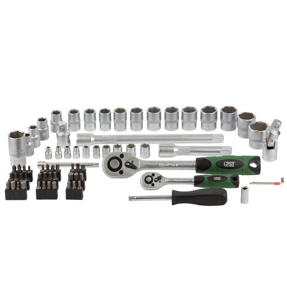 Набір торцевих насадок та біт Grad 1/4", 1/2" 72 шт (6004245) | Зображення 3
