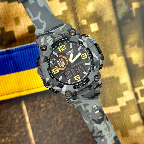 Годинник наручний Patriot 002CMGYUAGD Тризуб золото Сірий камуфляж + Коробка. | Зображення 2
