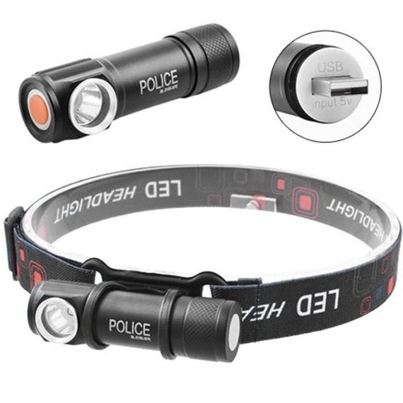 Налобний ліхтар Police BL-2155-XPE + вбудований акумулятор + USB, Потужний акумуляторний ліхтарик налобний | Зображення 7