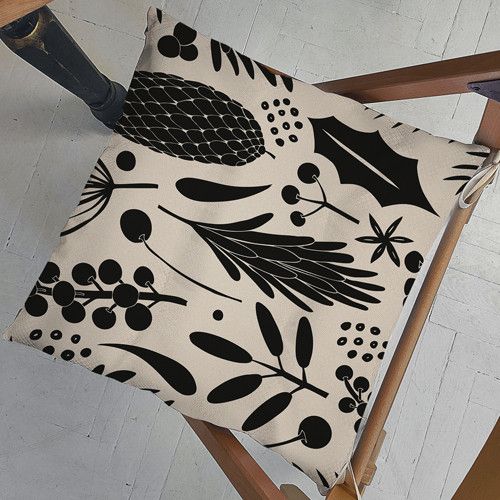 Подушка на стул с завязками Шишки и ягоды 40x40x4 см (PZ_23NG026)