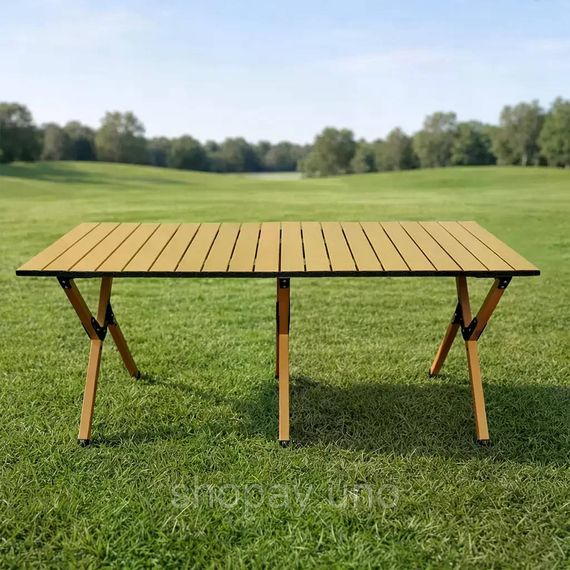 Складной туристический стол 120х60х45 см коричневый • Походный стол для пикника, кемпинга, рыбалки, дачи и отдыха на природе | Зображення 2
