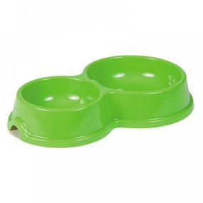 Миска подвійна №2 0,25/0,45 л для котів зелена