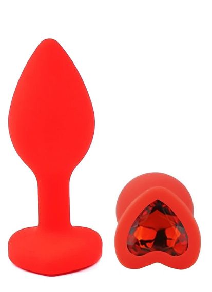 Анальна пробка EGZO Red Heart Plug S з червоним кристалом, силіконова Sex Aura | Зображення 1