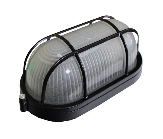 Світильник НПП1402 60W E27 IP65 овал чорний з решіткою Ny95001185