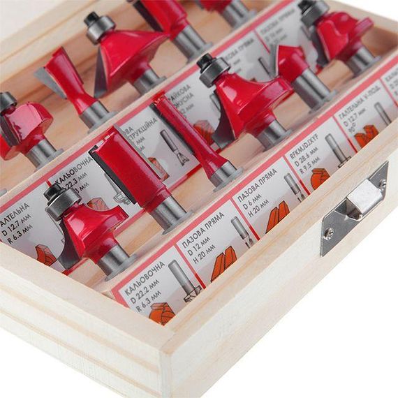 Набір фрез для деревини, 12 од. INTERTOOL HT-0071 | Зображення 2