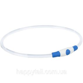 Светящийся ошейник для собак Trixie Flash Light Ring USB силиконовый синий L–XL 65 см 8 мм