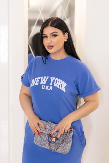 Женское летнее платье-футболка спортивное New York GF7455 цвет синий, размер 46/48 | Зображення 2