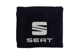 Рушник з вишивкою махровий банний 70*140 чорний автомобілісту Сеат Seat 00451