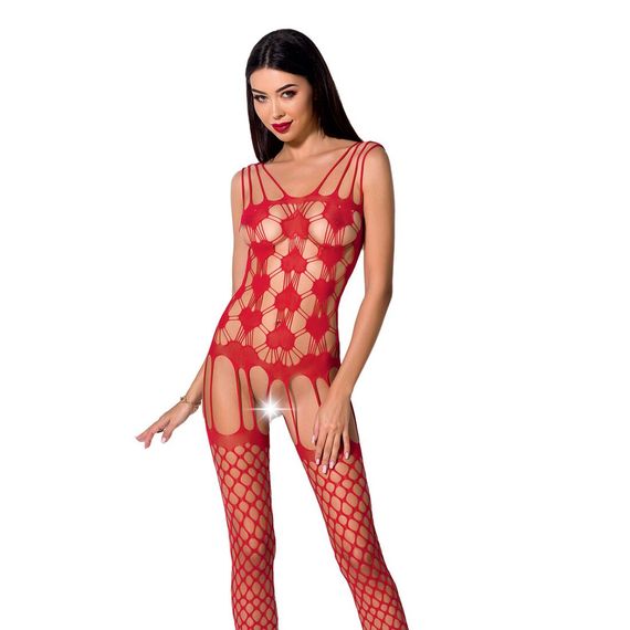 Бодістокінг Passion BS067 red, комбінезон, імітація панчох і топа на бретелях, S/M/L