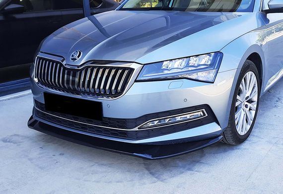 Передня Lip накладка DPT V-3 (2015-2020, чорний глянець) для Skoda Superb рр