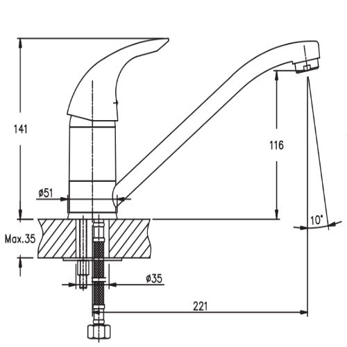 Змішувач для кухні Haiba VIOLET 004 HB0394 | Зображення 1
