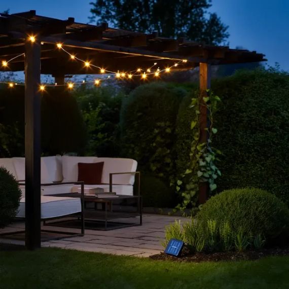 Гирлянда нить на солнечной батарее 500 LED 50 м черный провод желтый | Зображення 2